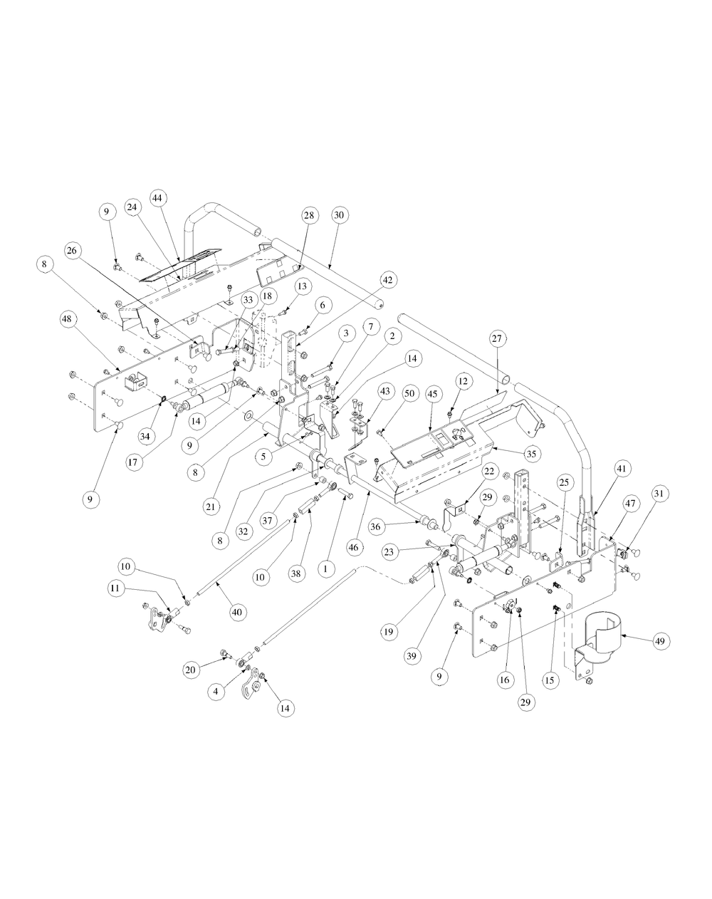 Control Assembly Diagram and Parts List for M60-KH 53BB5BDX750-27HP-OHV Cub Cadet Lawn Tractor